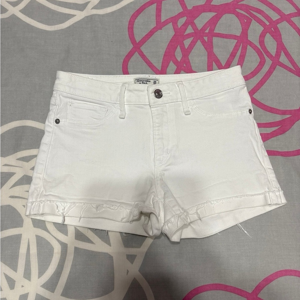 Abercrombie Harper White Low-Rise Jean Shorts